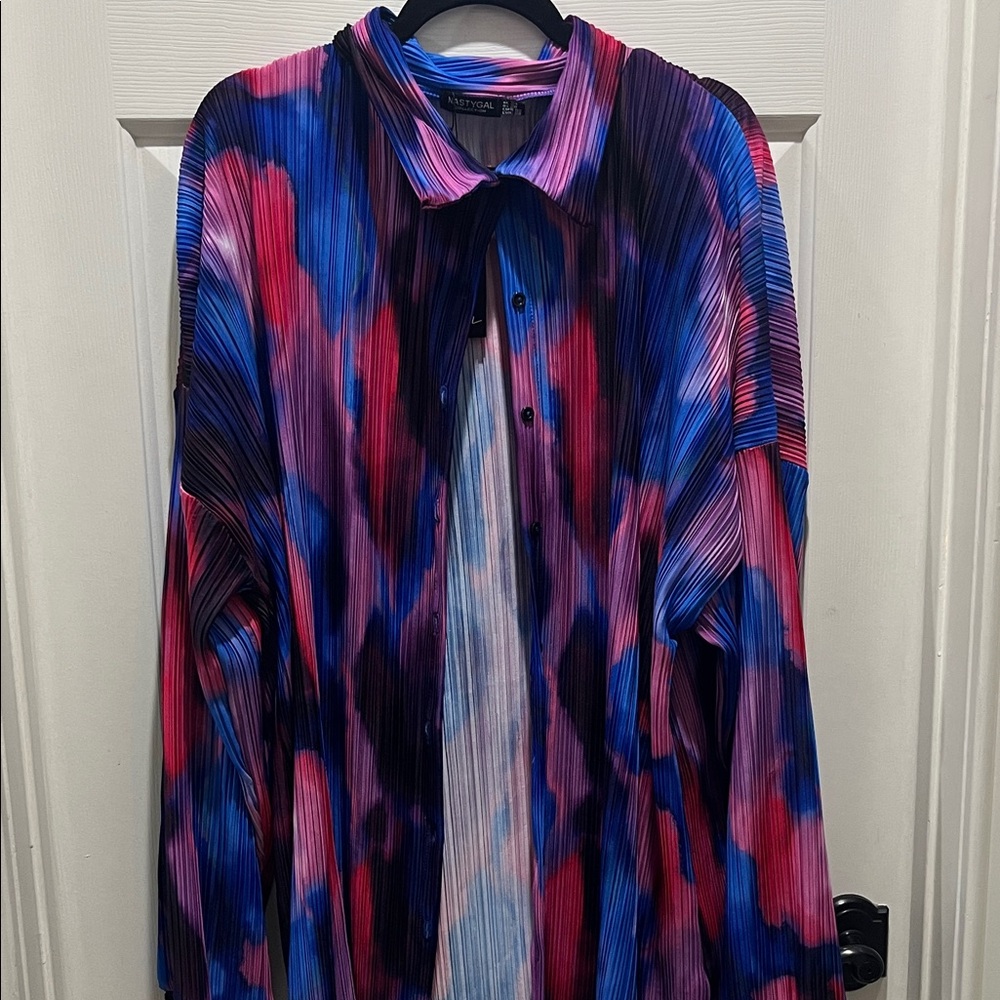 Nasty Gal Multicolor Pleated Blouse